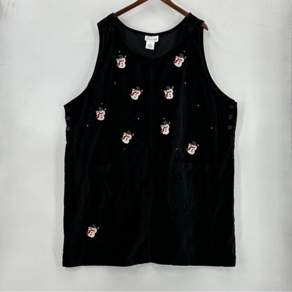 Women's Velvet Snowman Rhinestone Black - Picture 2 of 6